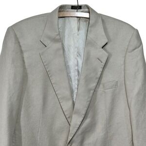 Mens 100% Silk Textured Blazer Two Button Sport Coat Beige 44R Tailored